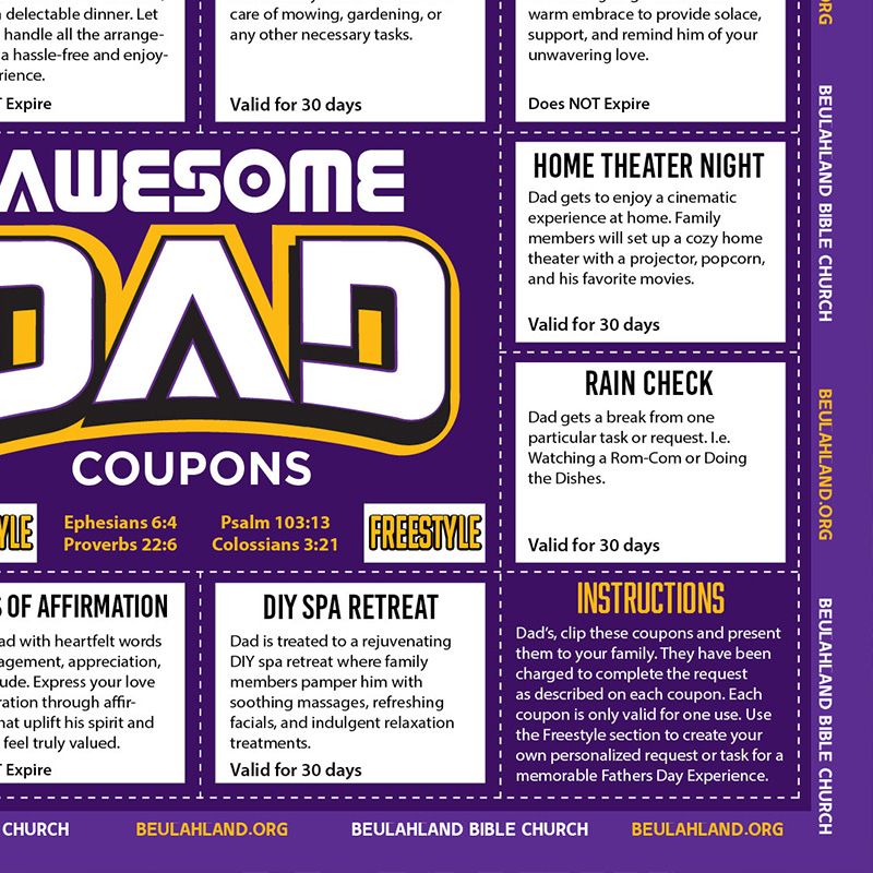 Father's Day Coupon Sheet